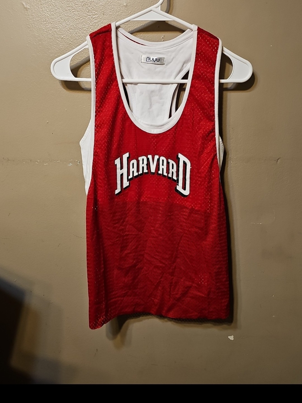 Harvard Red Mesh Tank Top by NUYU Collegiate Athletic Jersey